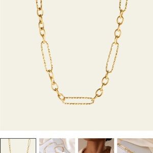 Paperclip Style Gold Chain Necklace
